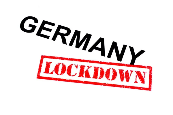 Alemania Con Sello Goma Lockdown Rojo —  Fotos de Stock