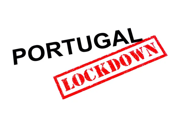 Portugal Com Carimbo Borracha Vermelho Lockdown — Fotografia de Stock