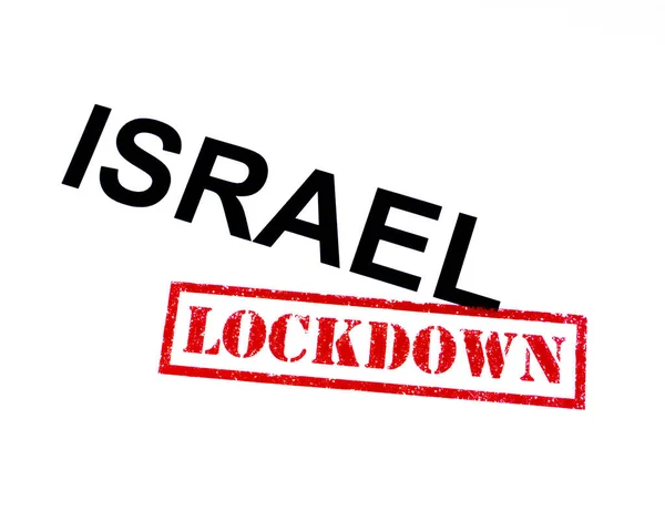 Israel Con Sello Goma Lockdown Rojo — Foto de Stock