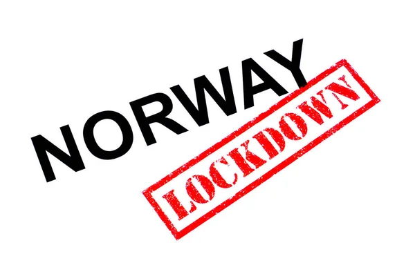 Noruega Com Selo Borracha Vermelho Lockdown — Fotografia de Stock