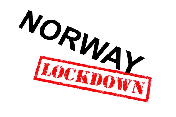 Noruega Com Selo Borracha Vermelho Lockdown — Fotografia de Stock