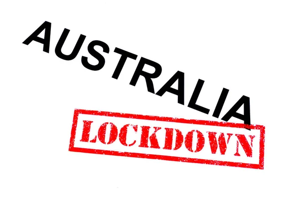 Australia Czerwonym Stemplem Gumowym Lockdown — Zdjęcie stockowe