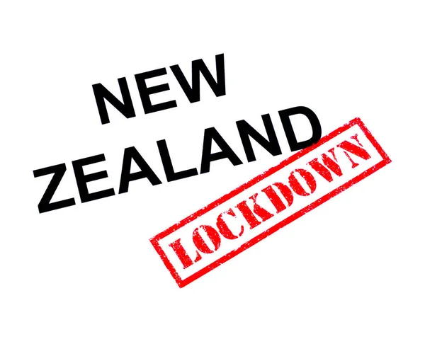 New Zealand Red Lockdown Rubber Stamp — Stock Photo, Image