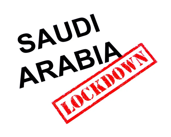 Arabia Saudita Con Timbro Gomma Rosso Lockdown — Foto Stock