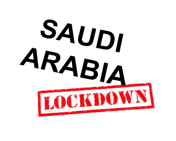 Arabia Saudita Con Timbro Gomma Rosso Lockdown — Foto Stock