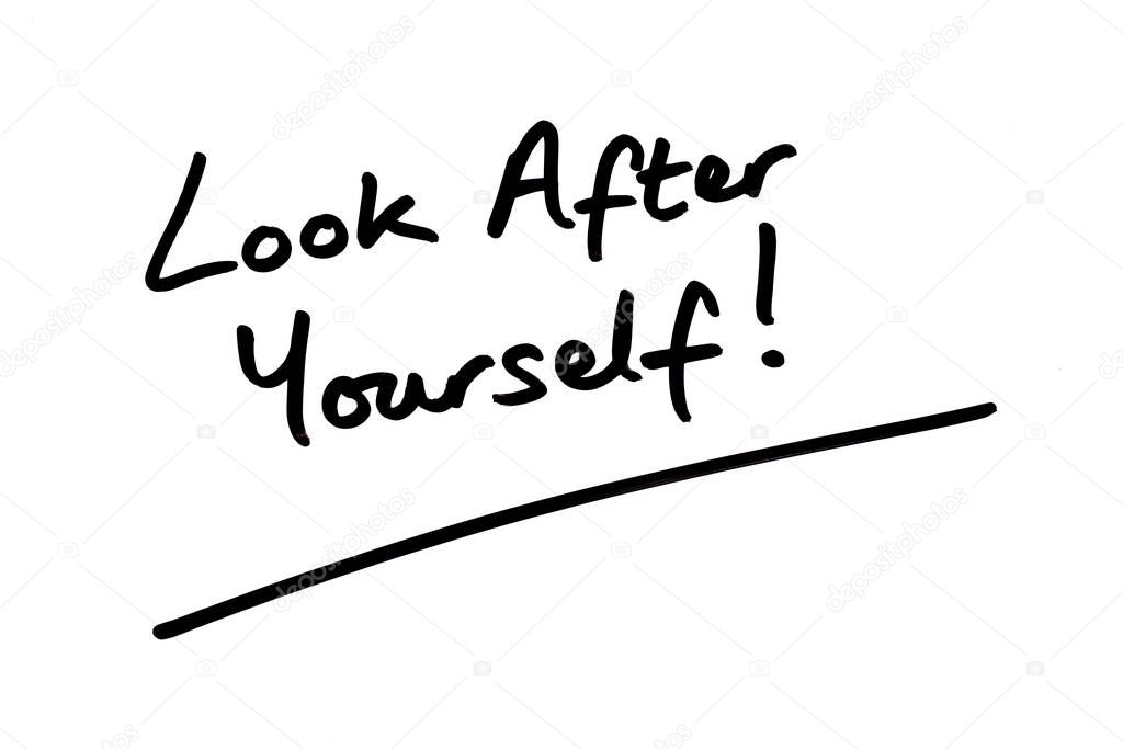 Look After Yourself! handwritten on a white background.