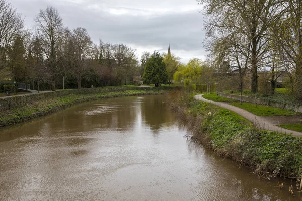 Kilátás Tone Folyó Város Taunton Somerset Egyesült Királyság — Stock Fotó