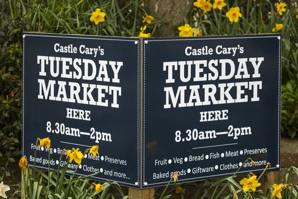 Castle Cary Großbritannien März 2020 Ein Schild Wirbt Für Den — Stockfoto