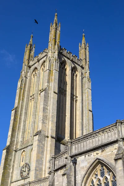 Utsikt Över Cuthbert Church Staden Wells Somerset Storbritannien — Stockfoto