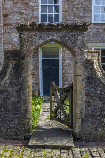 Eines Der Gebäude Schönen Vicars Close Wells Somerset Großbritannien Wird — Stockfoto