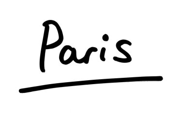 Beyaz arkaplanda PARIS el yazısı.