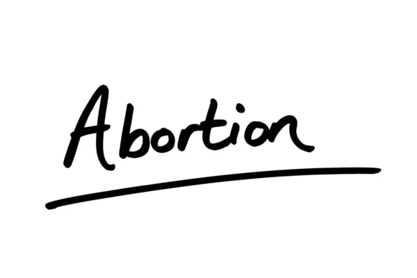 Palabra Aborto Escrita Mano Sobre Fondo Blanco — Foto de Stock