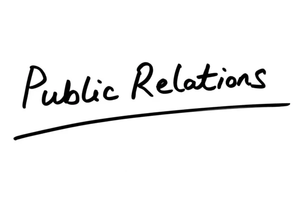 Relações Públicas Manuscritas Sobre Fundo Branco — Fotografia de Stock