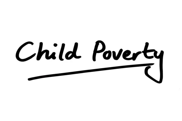 Kinderarmoede Handgeschreven Een Witte Achtergrond — Stockfoto