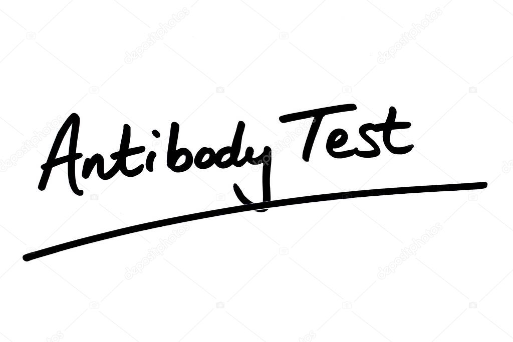 Antibody Test handwritten on a white background.