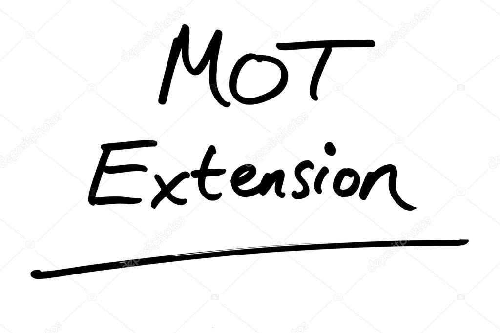 MOT Extension handwritten on a white background.