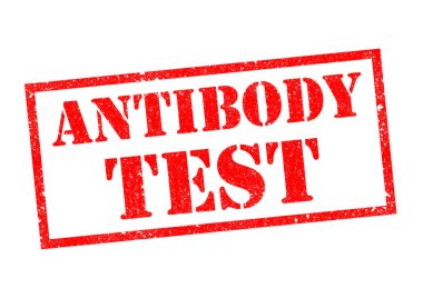ANTIbody TEST Kırmızı Kauçuk Damgası beyaz arkaplan.