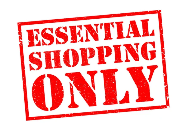 Essential Shopping Only Red Rubber Stamp White Background — Stock Photo, Image