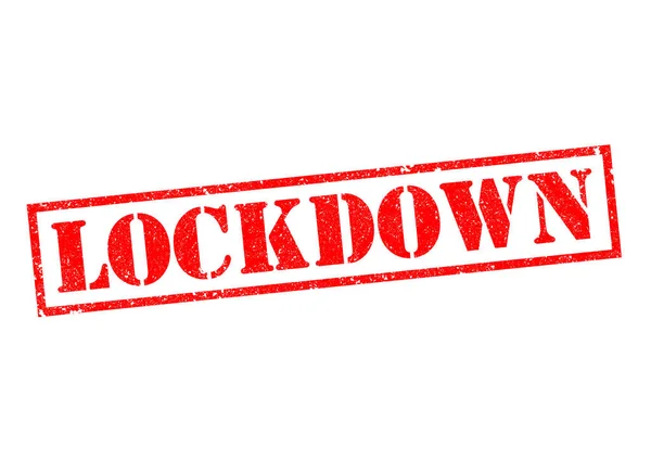 Lockdown Rode Rubber Stempel Een Witte Achtergrond — Stockfoto