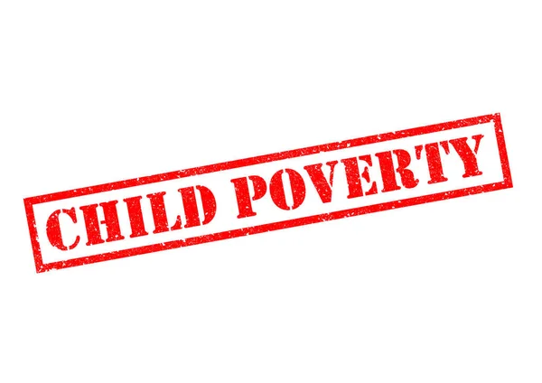 Child Poverty Selo Borracha Vermelha Sobre Fundo Branco — Fotografia de Stock
