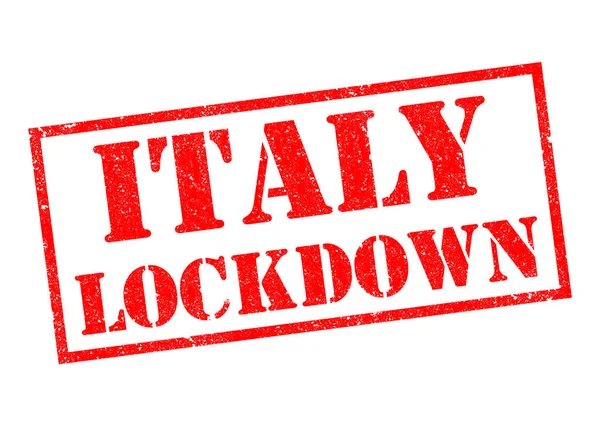 Italien Lockdown Röd Gummistämpel Över Vit Bakgrund — Stockfoto