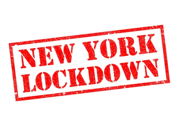 New York Lockdown Red Rubber Stamp White Background — стокове фото