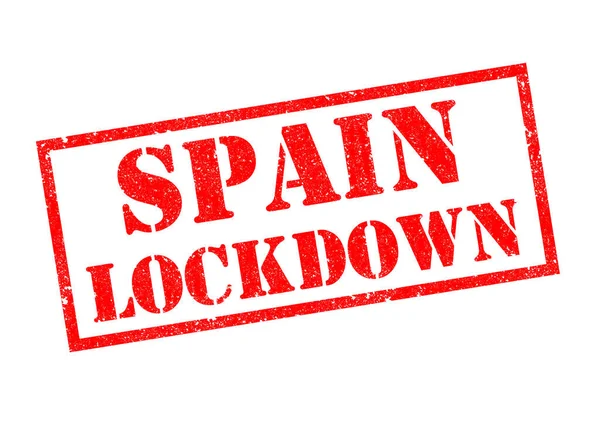 Espanha Lockdown Vermelho Carimbo Borracha Sobre Fundo Branco — Fotografia de Stock