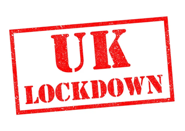 Lockdown Red Rubber Stamp White Background — стокове фото