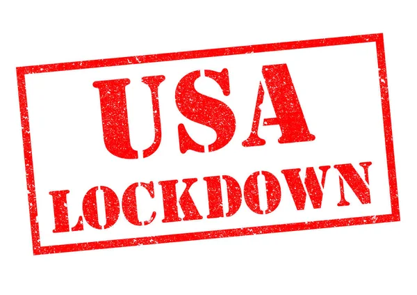 美国Lockdown红色橡胶邮票盖在白色背景上 — 图库照片