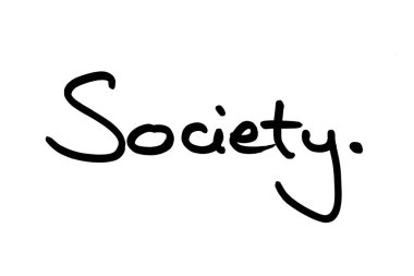 Toplum kelimesi beyaz bir arkaplanda el yazısıyla yazılmış..