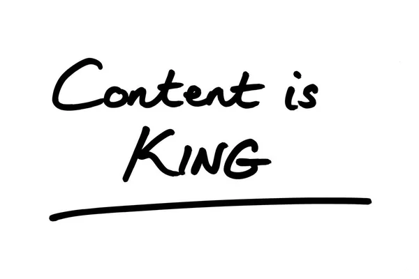 Content King Handwritten White Background — Stock Photo, Image