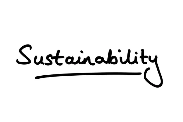 Das Wort Nachhaltigkeit Handgeschrieben Auf Weißem Hintergrund — Stockfoto