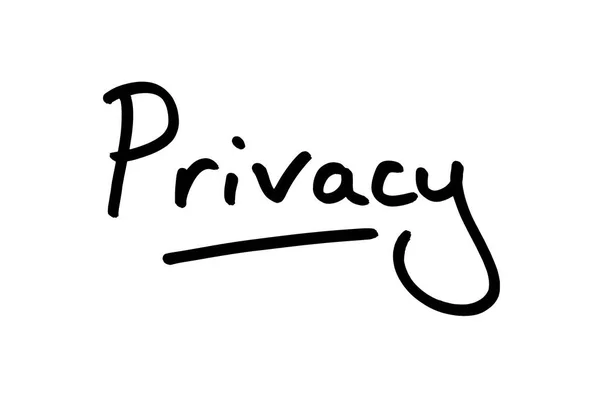 Palavra Privacidade Escrito Mão Fundo Branco — Fotografia de Stock
