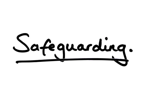 Word Safeguarding Handwritten White Background — Stock Photo, Image