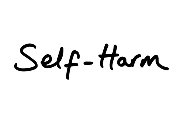 Self Harm Escrito Mano Sobre Fondo Blanco — Foto de Stock