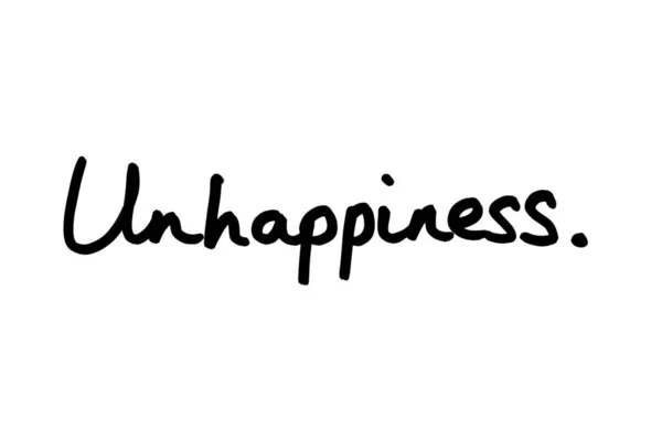 Word Unhappiness Handwritten White Background — Stock Photo, Image