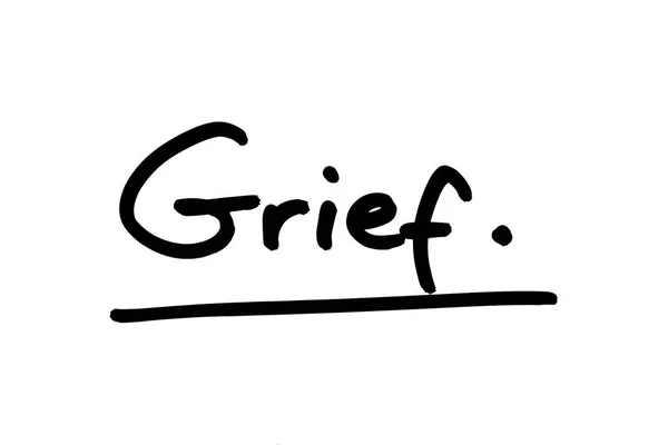 Mot Grief Écrit Main Sur Fond Blanc — Photo