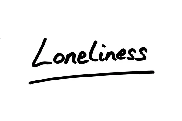 Het Woord Eenzaamheid Handgeschreven Een Witte Achtergrond — Stockfoto