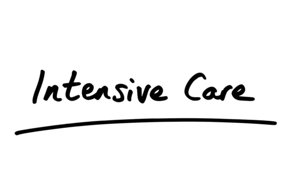 Intensive Care Handwritten White Background — Stock Photo, Image