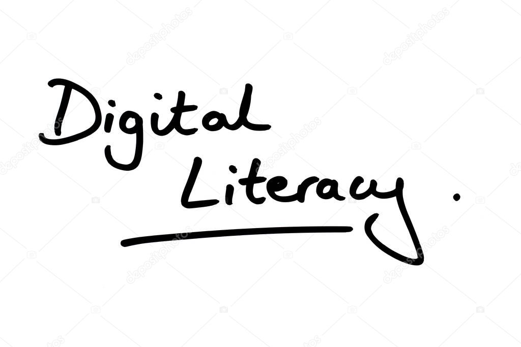 Digital Literacy handwritten on a white background.