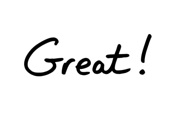 Word Great Handwritten White Background — Stock Photo, Image