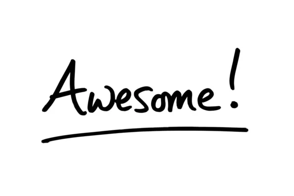 Word Awesome Handwritten White Background — Stock Photo, Image