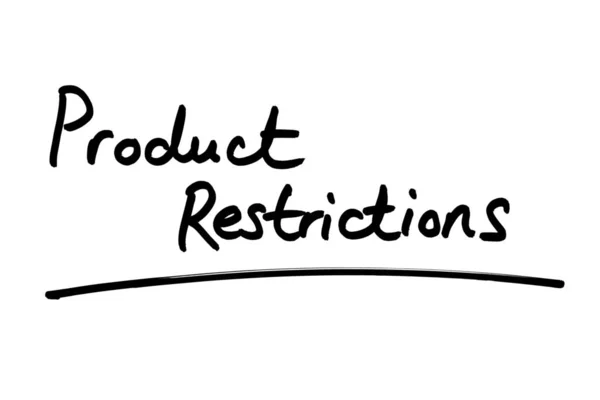 Restrictions Produit Manuscrites Sur Fond Blanc — Photo