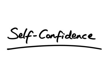 Self-Confidence handwritten on a white background. clipart