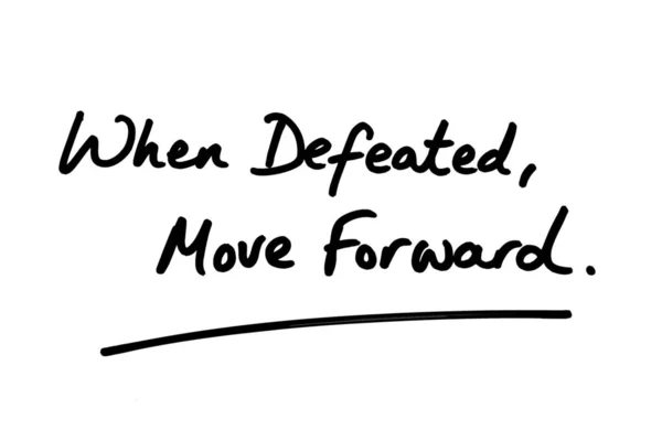 Defeated Move Forward Handwritten White Background — Stock Photo, Image