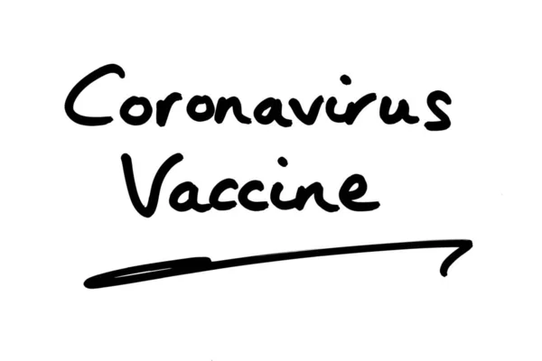 Vaccin Contre Coronavirus Manuscrit Sur Fond Blanc — Photo