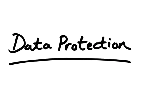 Data Protection Ditulis Tangan Pada Latar Belakang Putih — Stok Foto