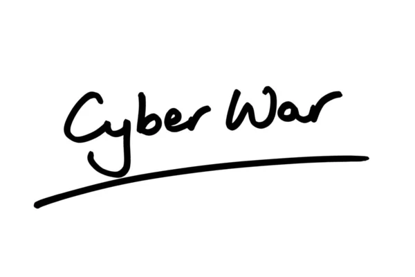 Cyber War Écrit Main Sur Fond Blanc — Photo