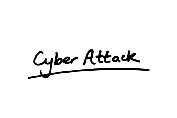 Cyber Attack Handwritten White Background — Stock Photo, Image