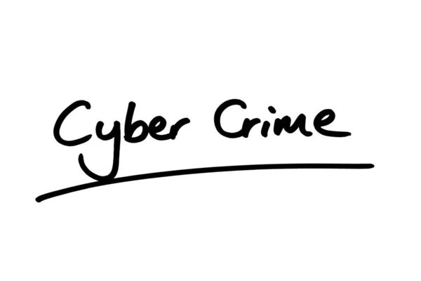 Cyber Crime Scris Mână Fundal Alb — Fotografie, imagine de stoc